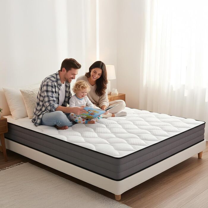 Матрац HAUSPROFI з 7-зонними пружинами Pocket Spring 90x200 см H3 Ортопедичний гібридний матрац з 1000 пружинами та піною з ефектом пам&39яті Сертифікований Oeko-TEX, повітропроникний та точково-еластичний 30-денний пробний період Висота 20 см H3 90 x 200