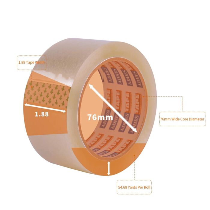 Пакувальні стрічки ADHES Пакувальна стрічка Пакувальна стрічка Прозора пакувальна стрічка 48 мм x 55 м, товщина 2,7 mil, 36 РУЛОНІВ (48 мм x 55 м x 2,7 мілі)