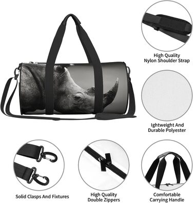 Спортивна сумка-рюкзак для подорожей з африканським принтом носорога, чорна, універсальний розмір