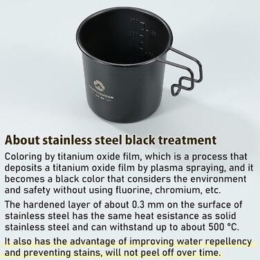 Набір з 2 предметів Campingmoon BKS-190-2P з нержавіючої сталі 304, малий, 210 мл, чорний