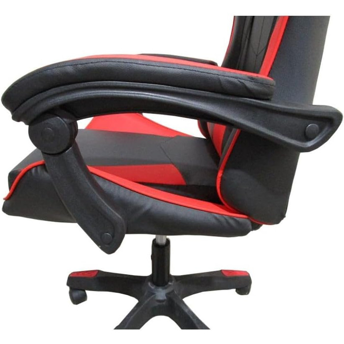 Регульоване м&39яке ігрове крісло з колесами чорного та червоного кольорів - Kiter