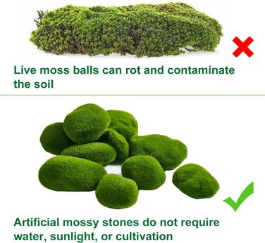 Кульки зі штучного моху. Камені із штучного моху. Камені із штучного моху. Кульки із зеленого моху. Прикраси з штучного моху для казкових садів, квіткових композицій, квіткових композицій, тераріумів і ремесел, 20 шт.