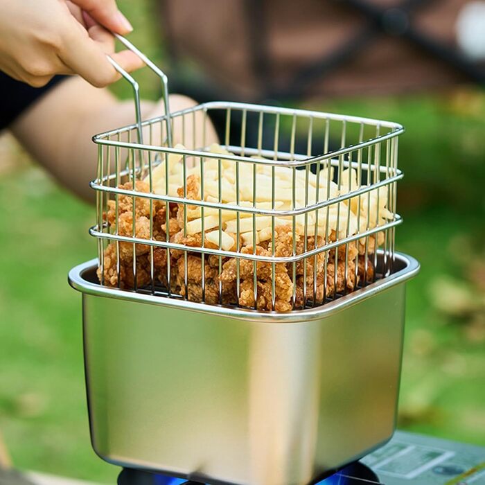 Набір посуду з нержавіючої сталі для кемпінгу, багатофункціональний, для смаження, приготування їжі на свіжому повітрі та портативного спорядження для кемпінгу, походів, нержавіюча кемпінгова плита