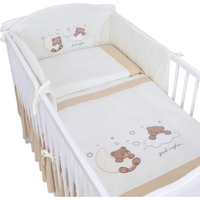 Комплект дитячого ліжка Generic Baby Deluxe, що трансформується в дитяче ліжко, 140x70 см, білий, з шухлядою, матрацом, багатопредметний комплект постільної білизни, Jack (Dreamland Beige)