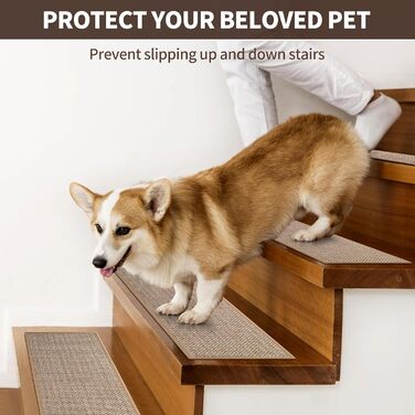 Лляні сходинки для дерев&39яних сходинок всередині приміщень, 76,2 x 20,3 см, 15 шт. , покращена самоклеюча основа, нековзні килимки для сходів, що знімаються та приклеюються, багаторазові 8x30 дюймів, бежевий 15