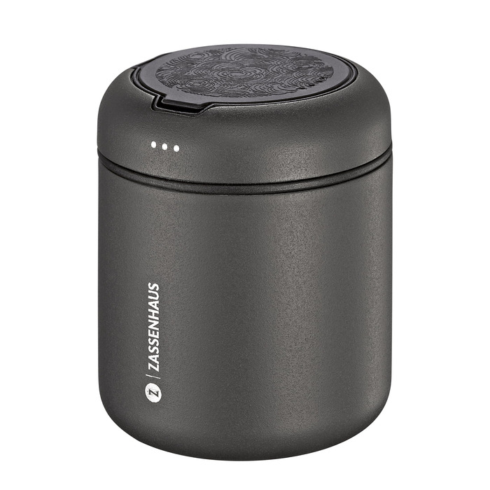 Контейнер для зберігання AROMA 30 г, нержавіюча сталь, з лаковим покриттям, оптимальний захист аромату завдяки вбудованому вентилю, з силіконовою прокладкою та регульованим індикатором дати, для кави, чаю, спецій 5.8 см x 6.8 см світло-сіро-блакитний