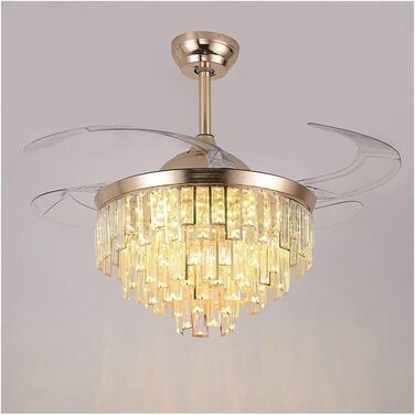 Тихий вентиляторний світильник Висувна кришталева люстра стельовий вентилятор Висувні стельові вентилятори з підсвічуванням Пульт