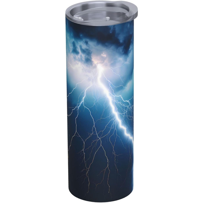 Кружка з прямою трубочкою, 590 мл, з принтом блискавок, підходить для кемпінгу, офісу та дому.