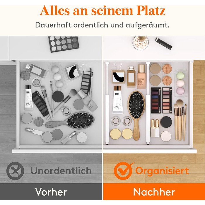 Набір із 8 регульованих роздільників для шухляд Lifewit, органайзери-роздільники для внутрішньої довжини 2840 см та висоти &gt6 см, для спальні, кухні, столових приборів, шаф, письмового столу, системи організації шухляд, білого кольору, 8 висоти 6 та дов