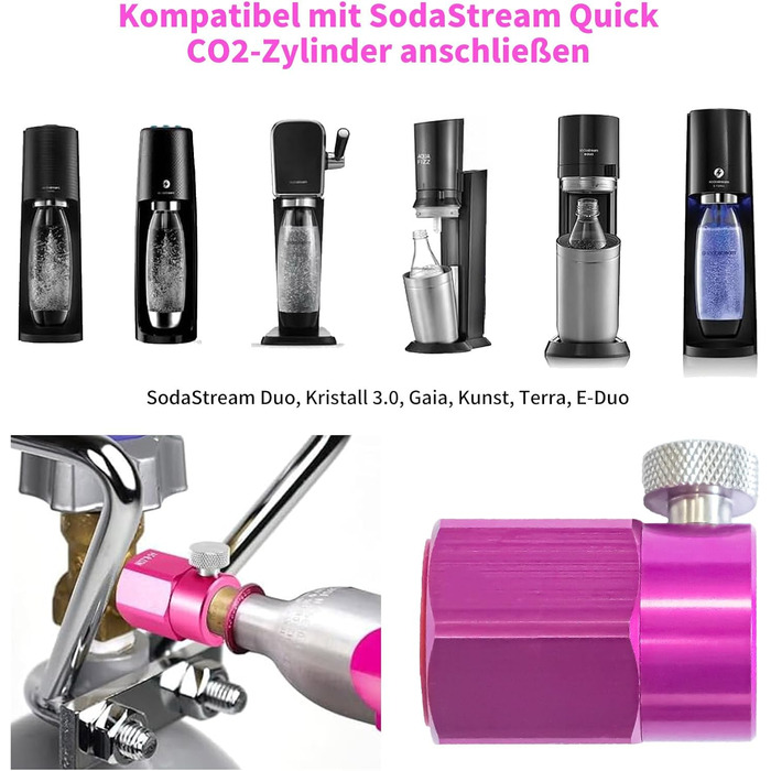 Швидкий адаптер для заправки CO2 SZBYH, швидкий адаптер для балона CO2, сумісний з SodaStream Duo, Terra, Art, Gaia, Crystal 3.0, E-Duo, компактний адаптер для передачі циліндрів CO2 для підключення пляшки W21.8-14