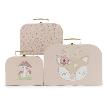 Дитячий набір валіз Bieco з 3 предметів &quotЕлла Мрійливі квіти&quot Картонні валізи Іграшкові валізи для дітей, декор для подорожей, рожевий