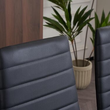 Кухонні стільці LEADZM, Набір із 4 обідніх стільців із високою спинкою, Водонепроникні для їдальні та кухні, Обідній стілець 120 кг (Чорний, Комплект із 4) Комплект із 4 предметів Чорний