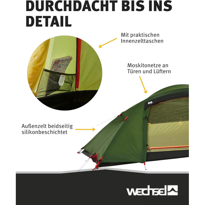 Трекінговий намет Wechsel Pathfinder I Геодезичний намет на 1 особу I Штормостійкий експедиційний намет I Компактний та портативний I Ідеальний намет для кемпінгу, пішого туризму, трекінгу та їзди на велосипеді