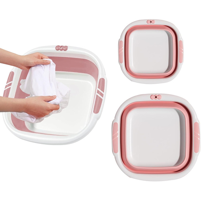 Складаний умивальник - Миска Портативна ванна для миття обличчя, одягу, ніг, замочування, кемпінгу, прання, рожева