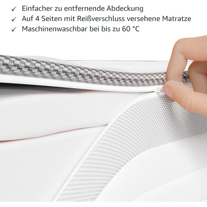 Матрац Storeo Basics із 7-зонними пружинами Pocket Spring, середньої жорсткості (H3), 140 x 200 x 21,5 см, білий