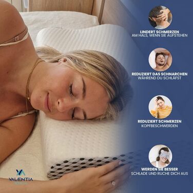 Ортопедична подушка - подушка для підтримки шиї - сертифікована Oeko-Tex - подушка для зняття болю в шиї - подушка з піни з ефектом пам&39яті - ергономічна подушка - суперм&39яка тканина, яку можна прати внутрішній чохол