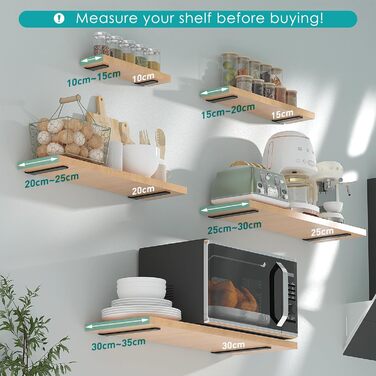 Кронштейни для полиць, 25 см, металеві опори для полиць з гвинтами, вантажопідйомність 70 кг, чорні, 25 см - 4 шт. у упаковці чорного кольору, 4