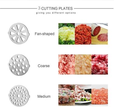 Електрична м'ясорубка 800 Вт Ковбасний фарш для мультиварки М'ясорубка з 3 шліфувальними пластинами і трубками для наповнення ковб