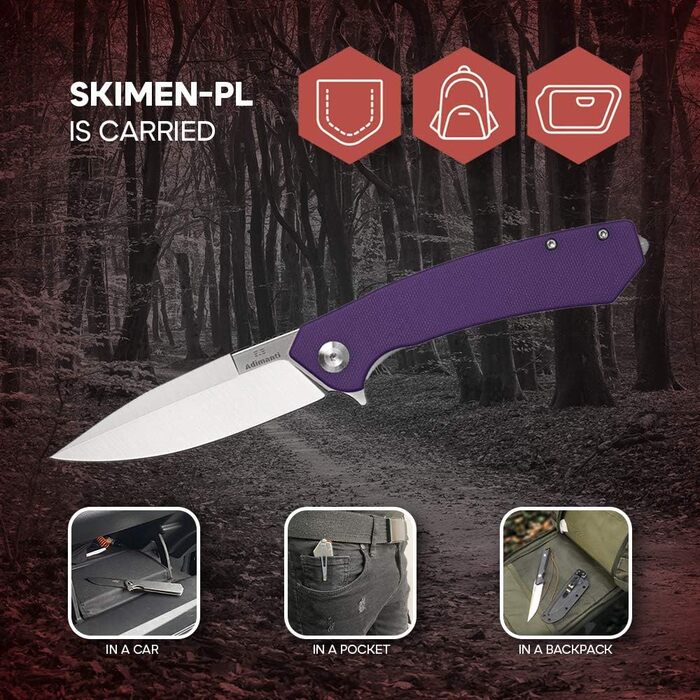 Кишеньковий складаний ніж Firebird GANZO Adimanti Skimen-PL, рукоятка G10 з кліпсою та склобій, клинок зі сталі D2, мисливський, р