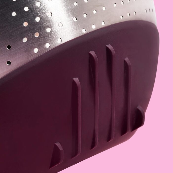 Рис з нержавіючої сталі (баклажани) Миска для миття - Друшляк для миття рису та овочів - З нековзною силіконовою ніжкою