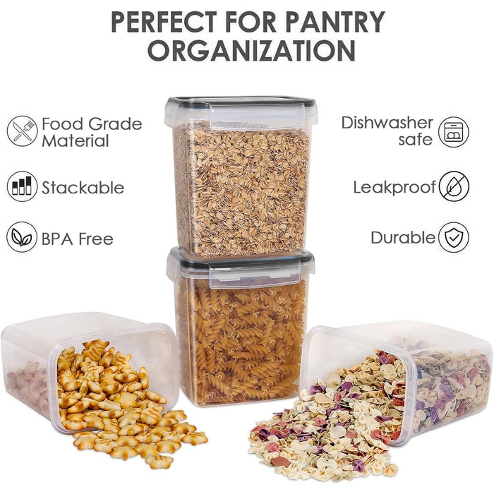 Герметичні контейнери для зберігання Vtopmart з кришками, набір з 24 шт. , без BPA, кухонні коробки для зберігання борошна, цукру, круп, з ручкою та етикеткою, 24 шт. и