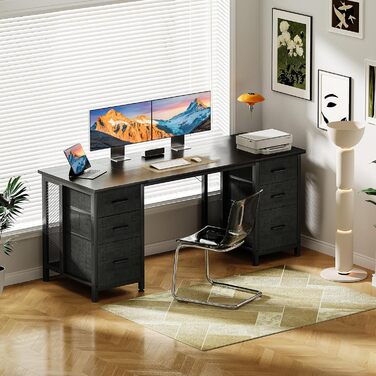 Комп&39ютерний стіл Coleshome з 6 шухлядами, 160x52 см, ПК стіл з полицями для домашнього офісу, чорний Чорний 160x52 см