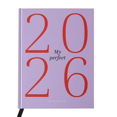 Щоденний календар Одерніхтодердоха Формат A5 З річним оглядом, розкладом на кожен день тижня - Тверда обкладинка - 328 сторінок - один день на сторінці - з покажчиком та закладкою (Версія 2026 / фіолетовий)
