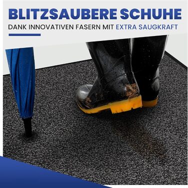 Килимок для дверей Mibao для приміщень та вулиці, 61 x 91 см, чорний/сірий, міцний, миється, нековзний брудозатримуючий килимок для вхідних зон, килимок з натуральною каучуковою підкладкою, чорний/сірий, 60 x 90 см (прямокутний)