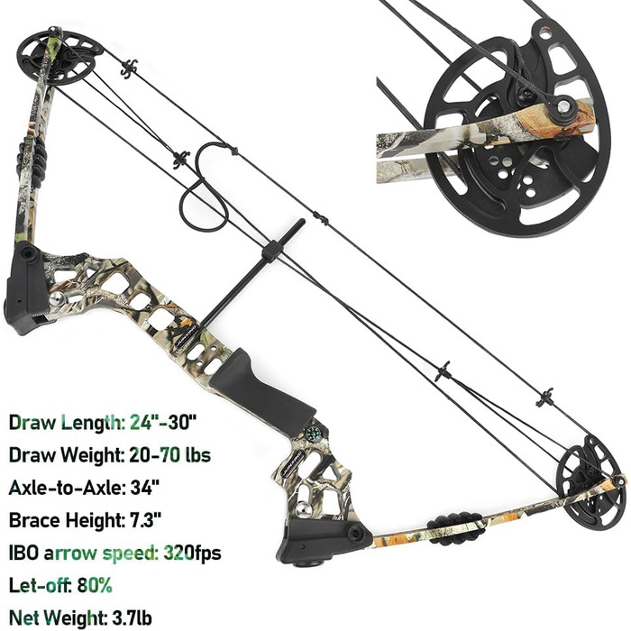 Набір складеного лука для дорослих початківців 20–70 lb – мисливський та спортивний лук з повним комплектом аксесуарів