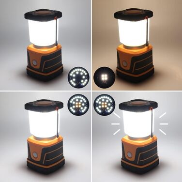 Світлодіодний ліхтар для кемпінгу, суперяскравий 1500 люмен, 4 режими освітлення, прожектор з регульованою яскравістю, аварійний ліхтар на батарейках, підходить для нічних походів, освітлення наметів, надзвичайних ситуацій, відключення електроенергії, 2 ш