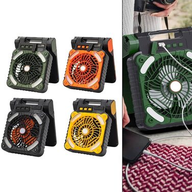 Портативний кемпінговий вентилятор на сонячній енергії та світлодіодний ліхтар з акумулятором ємністю 5200 мАг для пригод на свіжому повітрі