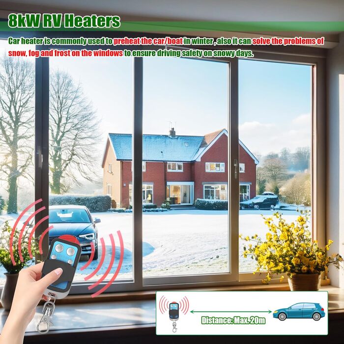 Дизельний паркувальний обігрівач потужністю 8 кВт, повітряний дизельний обігрівач 12 В з дистанційним керуванням, комплект повітряного дизельного обігрівача з РК-монітором та глушником, обігрівачі для будинків на колесах, автомобілів, вантажівок, будинків
