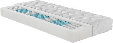 Ортопедичний 7-зонний матрац Irisette Lotus 500 з пружинами кишенькової форми, рівень жорсткості 3 (середньо-жорсткий), 100 x 200 см, сертифікований Oeko-Tex, виготовлений відповідно до німецьких стандартів якості. Рівень жорсткості H 3 - середньо-жорстки