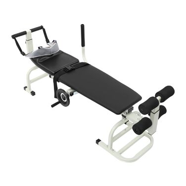 Регульований стіл для розтяжки спини, вантажопідйомність 150 кг, складне шийне та поперекове тягове ліжко з тяговим ременем, максимальна довжина 190 см, багатофункціональне тягове ліжко для спини з колесами, лава для розтяжки