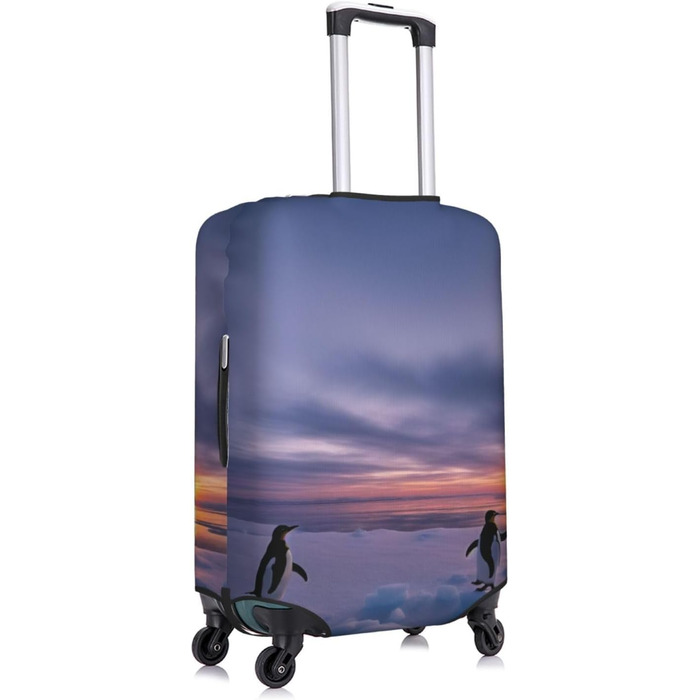 Чохол для валізи Пінгвіни на заході сонця, міцний захист для багажу розміром 45.7-81.3 см, малий, чорний