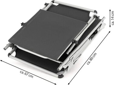 Надзвичайно високий шезлонг для літніх людей, садовий шезлонг, розкладний шезлонг садове крісло з алюмінію та текстилену колір темно-сірий