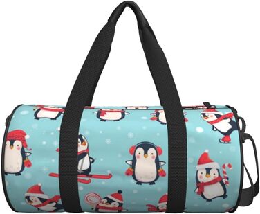 Дорожня сумка-циліндр, зимовий дизайн, пінгвіни, спортивна сумка для чоловіків та жінок, сумка-мішок, спортивна сумка