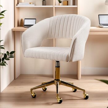 Регульоване офісне крісло Chairus з шенілу для домашнього використання, обертове комп&39ютерне крісло, сучасне туалетне крісло, письмове крісло з відкритою спинкою (бежевий)