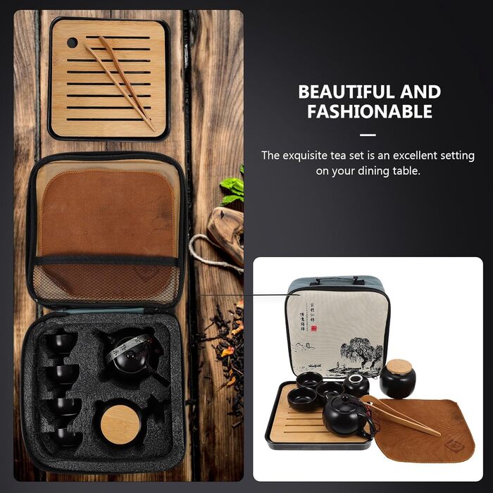 Чайний сервіс Кунг Фу з керамічного чайника Toyvian, 1 предмет, портативний, креативний, легко миється, для особистої колекції та сервірування столу, чорний