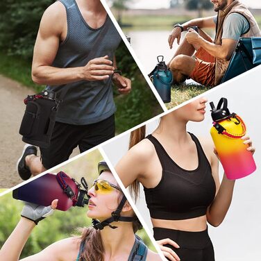 Пляшка для води з нержавіючої сталі об'ємом 1,8 л - з паракордовою ручкою, соломинкою та кришкою з автоматичним відкриванням, напл