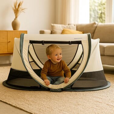 Кемпінгове ліжко Deryan Scott Дитячий намет Захист від ультрафіолету 50 Ліжко для малюків Кремове