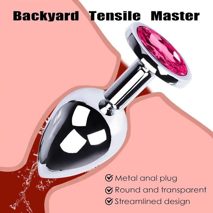 Набір анальних пробок Halercay, метал, кристал, малий-середній-великий, темно-фіолетовий, 3 шт.