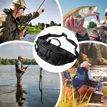 Рибальська поясна сумка, поясна сумка для риболовлі нахлистом - водонепроникна рибальська сумка з поясним поясом Портативна сумка для риболовлі нахлистом Аксесуари для активного відпочинку для чоловіків, жінок, камуфляж