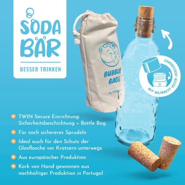 Байонетна пробка для скляних пляшок для виробника газованої води (MySoda, Mitte, SodaStream Gemini & Max та багато інших) у ретро вигляді 0,75 л з TWIN SECURE Екологічна альтернатива