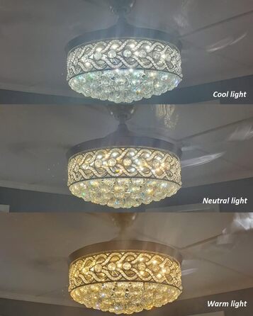 Безшумний стельовий вентилятор кришталевий стельовий вентилятор з підсвічуванням, висувна, невидима люстра, стельовий вентилятор з