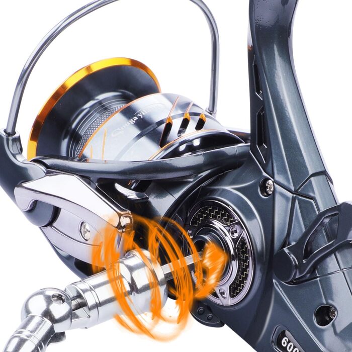 Котушка для лову коропа Sougayilang 5 1 екранована котушка з нержавіючої сталі BB-вуглецевого волокна з безперешкодним перетягуванням котушки для коропової котушки для морської або прісноводної спінінгової риболовлі BDM-6000