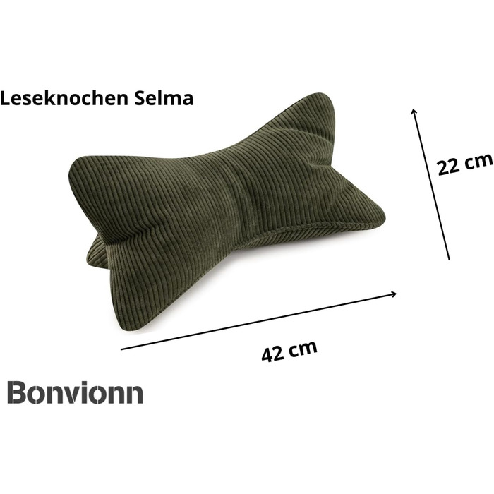 Дві подушки для читання Selma Cord Look, ергономічна форма для підтримки шиї або попереку, гнучка підставка для книг, електронних книг або планшетів (темно-зелені)