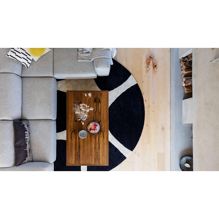 Камені ручної роботи, Килим, Середній ворс, 150 см, Круглий, Сучасний, Шерсть, Передпокій, Спальня, Кухня, Вітальня, Коричневий, К