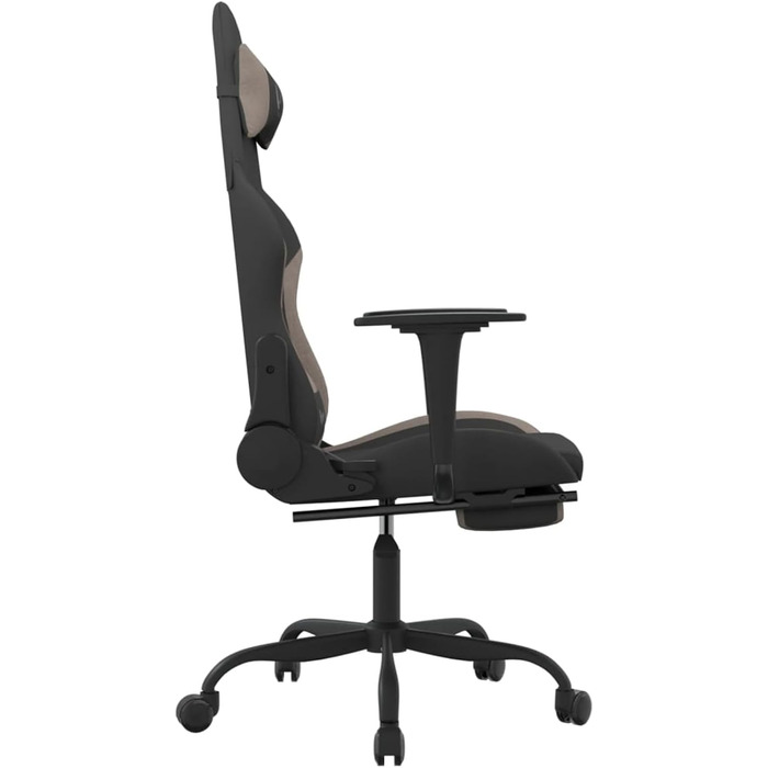 Геймерське крісло з підставкою для ніг, чорна та сіро-коричнева тканина, модель 3143724