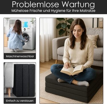 Гостьовий матрац 190x60x7 см Складаний матрац для гостей, кемпінгу, подорожей Компактний, зручний, портативний Зі знімним чохлом, який можна прати